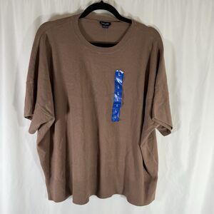 New Splendid Blouse Women's Large Brown Soft Short Sleeve Crew Neck